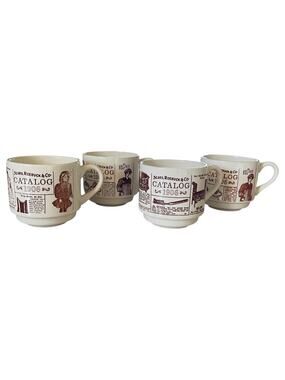 1970s Sears & Roebuck 1906 Catalog Commemorative Coffee Mugs Set Of Four